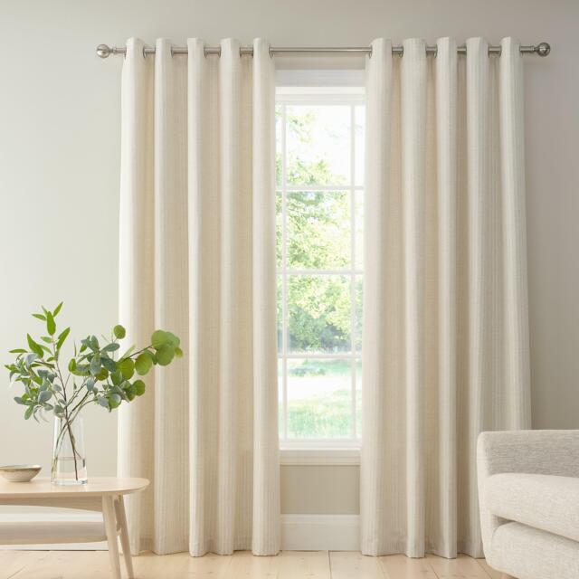 Bianca Chenille Stripe Lined Eyelet Curtains - image 1