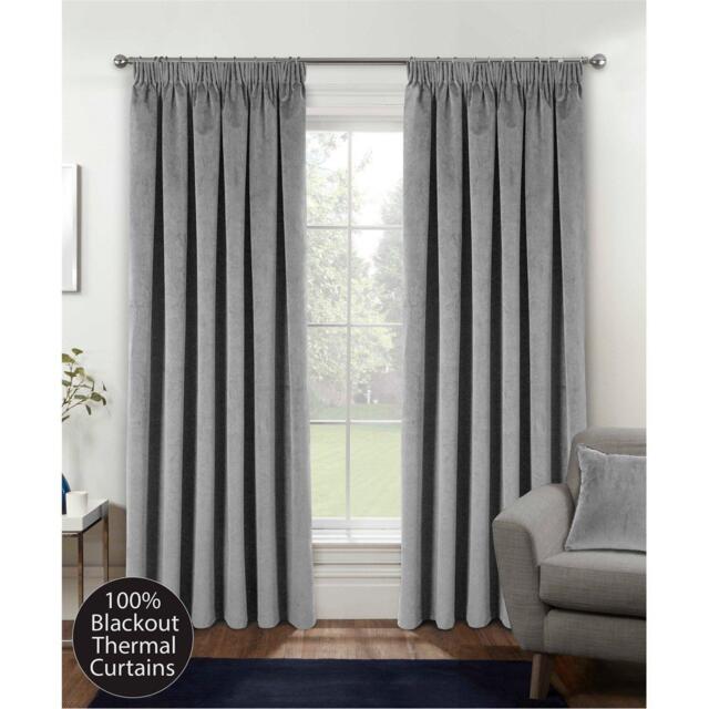 Enhanced Living Oxford Velvet 100% Blackout Tape Top Curtains - image 1