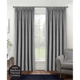 Enhanced Living Oxford Velvet 100% Blackout Tape Top Curtains