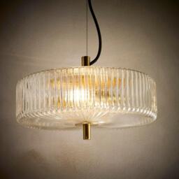 K Living Carter 2 Light Ribbed Glass Brass Light Pendant - thumbnail 2