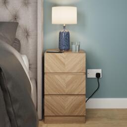GFW GFW Catania 3 Drawer Bedside Table - thumbnail 1