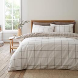 Bianca Brushed Regal Check Cotton Duvet Cover Set - thumbnail 1