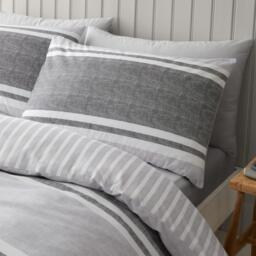 Catherine Lansfield Textured Banded Stripe Reversible Duvet Cover Set - thumbnail 2
