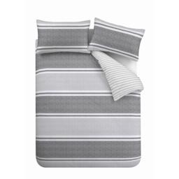 Catherine Lansfield Textured Banded Stripe Reversible Duvet Cover Set - thumbnail 5