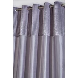 Homelife Striped Metallic Cuff with Faux Silk Eyelet Curtains - thumbnail 2
