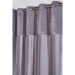 Homelife Striped Metallic Cuff with Faux Silk Eyelet Curtains - thumbnail 3