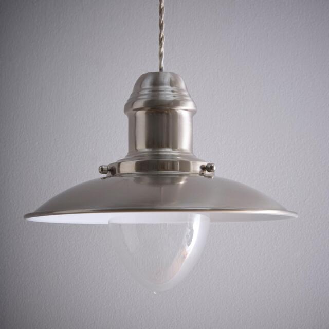 K Living Satin Nickel Fisherman Style Pendant Light Shade - image 1