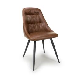 Shankar Set of 2 Corinth Leather Effect Tan Dining Chairs - thumbnail 8