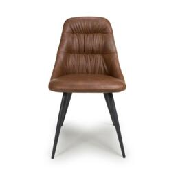Shankar Set of 2 Corinth Leather Effect Tan Dining Chairs - thumbnail 4