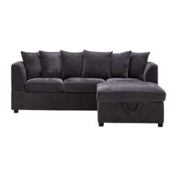 Kabinet UK Chenille Upholstered 3-Seater Sectional Sofa with - thumbnail 4
