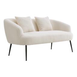 Kabinet UK White Teddy Fabric Loveseat with Metal Legs - thumbnail 3