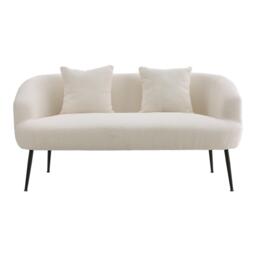 Kabinet UK White Teddy Fabric Loveseat with Metal Legs - thumbnail 2
