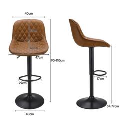 Kabinet UK 2-Set PU Leather Counter Swivel Height Bar Stools - thumbnail 9