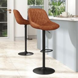 Kabinet UK 2-Set PU Leather Counter Swivel Height Bar Stools