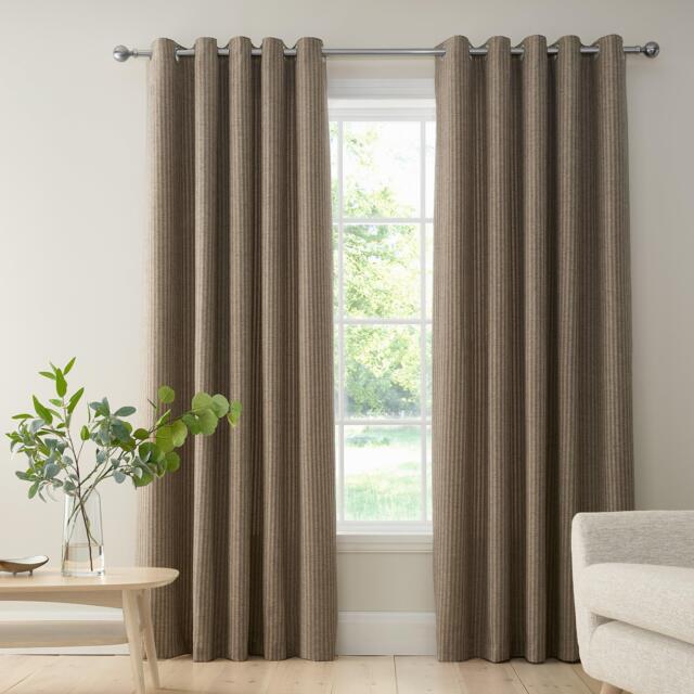 Bianca Chenille Stripe Lined Eyelet Curtains - image 1