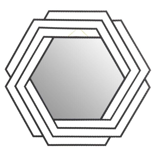 Interiors by Premier Beauly Black Finish Hexagonal Wall Mirror - image 1