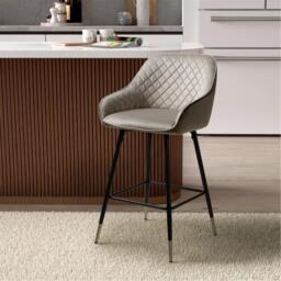 Shankar Set of 2 Savanna Brushed Velvet Mink Bar Stools - thumbnail 8
