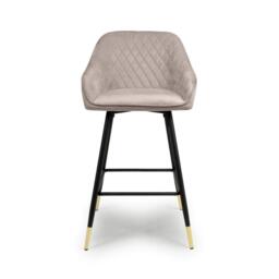 Shankar Set of 2 Savanna Brushed Velvet Mink Bar Stools - thumbnail 4