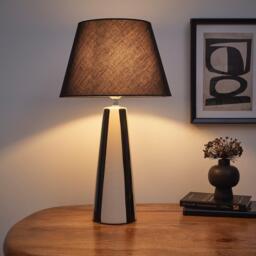 K Living Sola Tall Black Stripe Ceramic Table Lamp - thumbnail 1