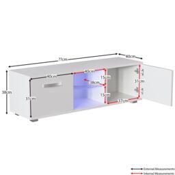 Lassic Vida Designs Cosmo 2 Door LED TV Unit 120cm - thumbnail 2