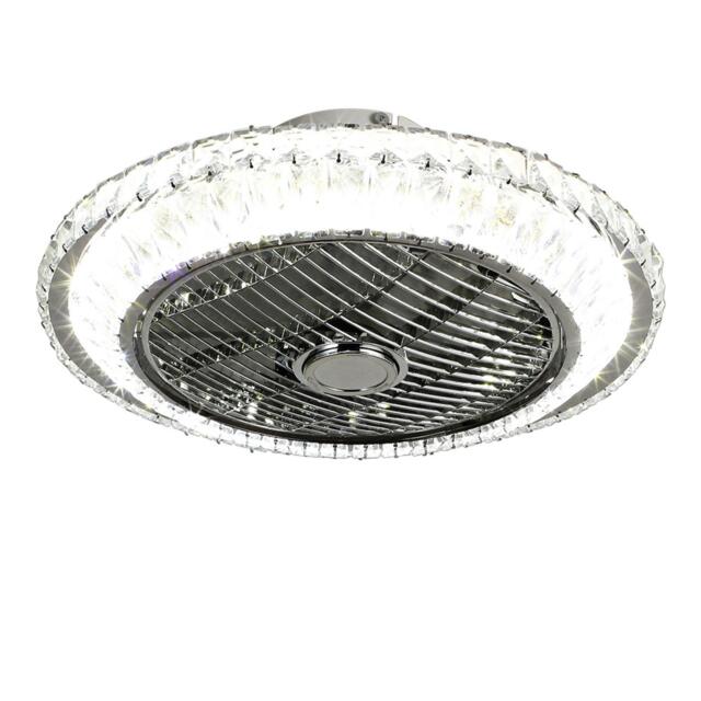 Kabinet UK Round Crystal Flush Mount LED Ceiling Fan Light - image 1