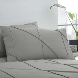 Serene Home Dart Boutique Pleat Detail Duvet Cover Set in Grey - thumbnail 3