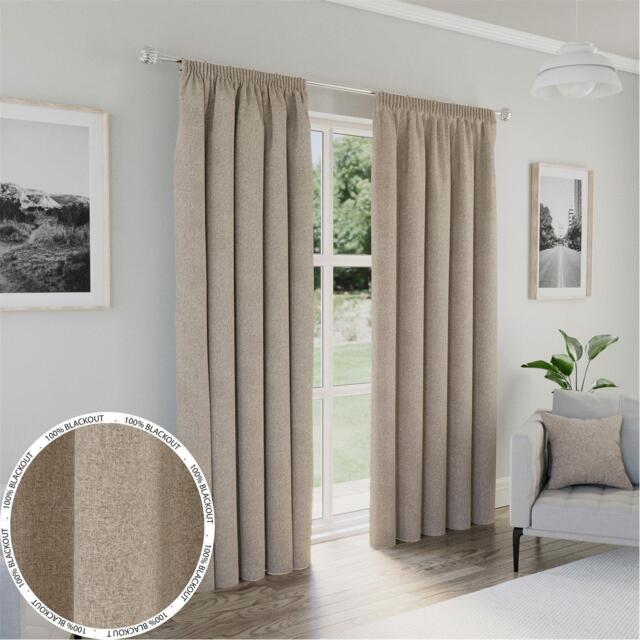Enhanced Living Dallas 100% Blackout Textured Readymade Curtains - image 1