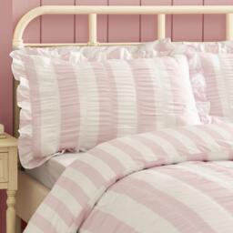 Catherine Lansfield Seersucker Frill Stripe Duvet Cover Set - thumbnail 3
