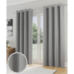 Enhanced Living Supersoft Grey Thermal Blockout Eyelet Curtains