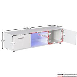 Lassic Vida Designs Cosmo 2 Door Multi LED TV Unit 140cm - thumbnail 2
