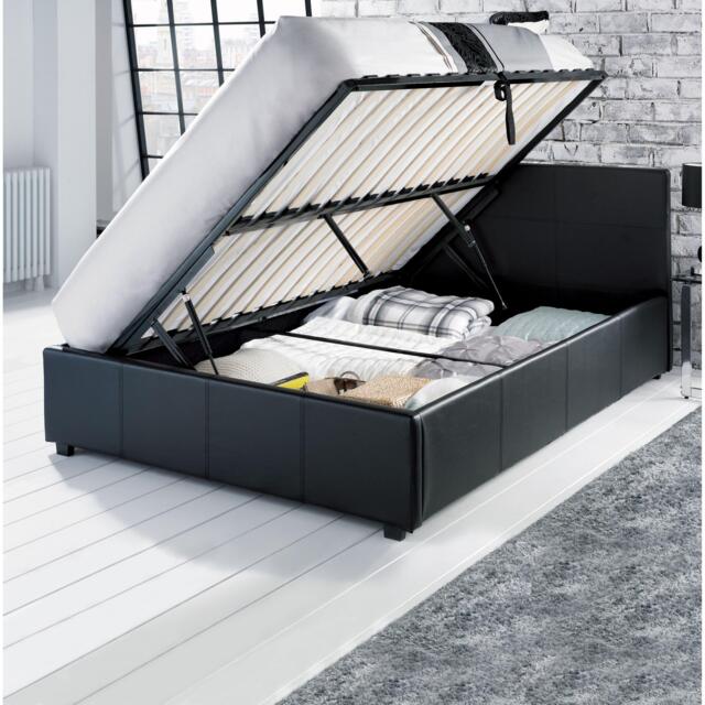 GFW Side Lift Ottoman Storage Bed 150cm with Mattress