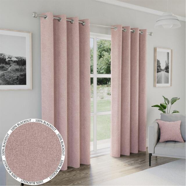 Enhanced Living Austin Blush / Pink 100% Blackout Eyelet Curtains - image 1