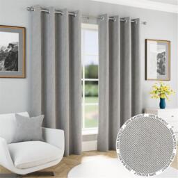 Enhanced Living Chester 100% Blackout Herringbone Eyelet Curtains - thumbnail 1