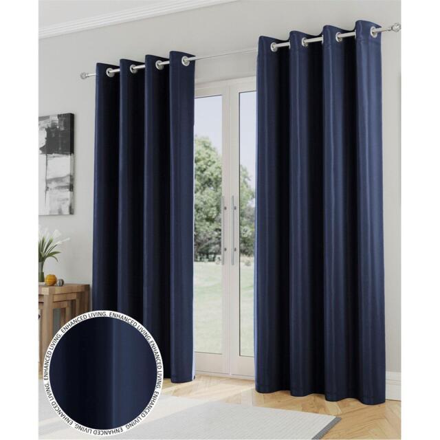 Enhanced Living Supersoft Navy Thermal Blockout Eyelet Curtains - image 1