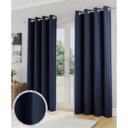 Enhanced Living Supersoft Navy Thermal Blockout Eyelet Curtains - thumbnail 1