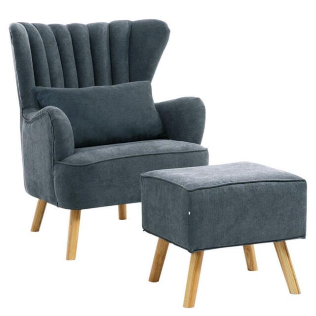 Kabinet UK Dark Grey Armchair and Footstool - image 1