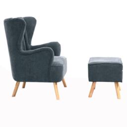 Kabinet UK Dark Grey Armchair and Footstool - thumbnail 3