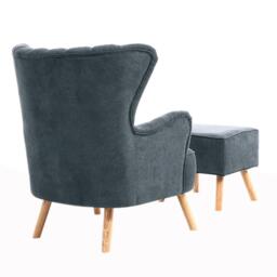 Kabinet UK Dark Grey Armchair and Footstool - thumbnail 4
