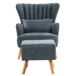 Kabinet UK Dark Grey Armchair and Footstool - thumbnail 2