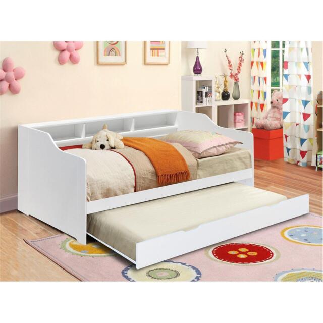 Comfy Living Wooden Day Bed with Trundle and Mattresses - image 1