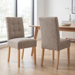 Shankar Set of 2 Moseley Tweed Oatmeal Dining Chairs