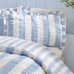 Catherine Lansfield Seersucker Frill Stripe Duvet Cover Set - thumbnail 2