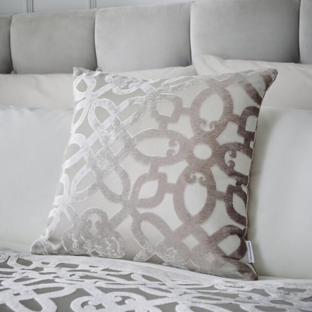 Catherine Lansfield Lattice Cut Velvet Cushion - image 1