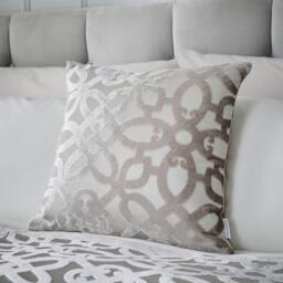 Catherine Lansfield Lattice Cut Velvet Cushion - thumbnail 1