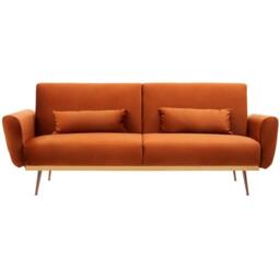 Interiors by Premier Hatton Burnt Orange Velvet Sofa Bed - thumbnail 1