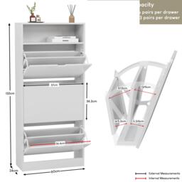 Lassic Vida Designs 3 Drawer Shoe Cabinet With Shelf - thumbnail 2
