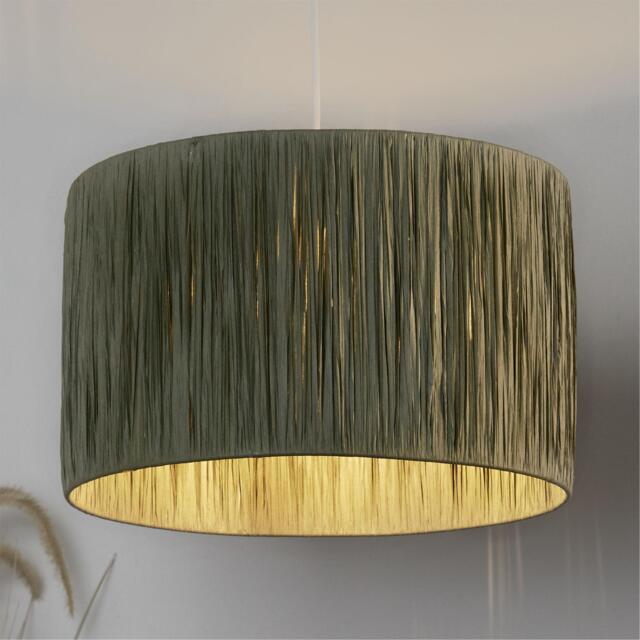 Lighting Collection Unisex Raffia Easy Fit Sage Lamp Shade - image 1