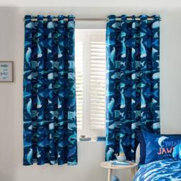 Catherine Lansfield Jawsome Shark Fully Reversible Eyelet Curtain - thumbnail 2