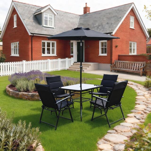 Linea 5-Piece Glass Top Weather Resistant Garden Furniture Set - image 1