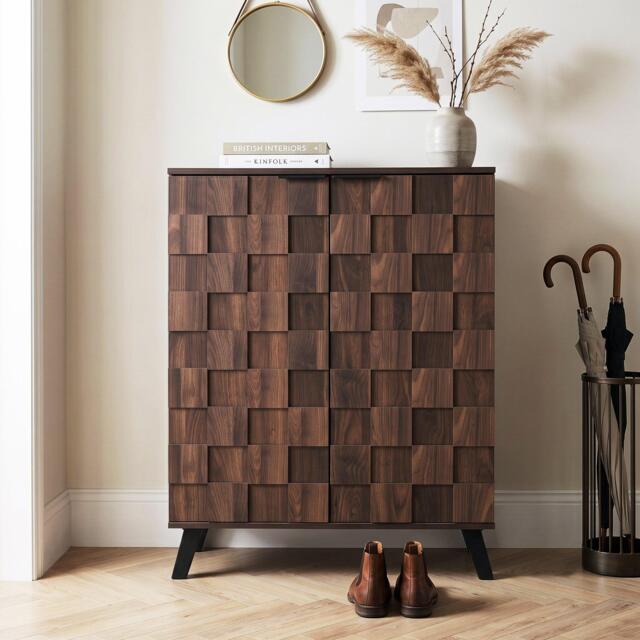 Urban Meuble Vintage Geometric Textured Shoe Cabinet - image 1